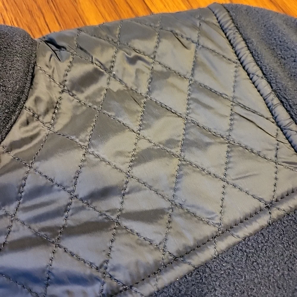 Talbots Women's Quilted Fleece Blue Full Zip Light Coat Jacket Petite Small